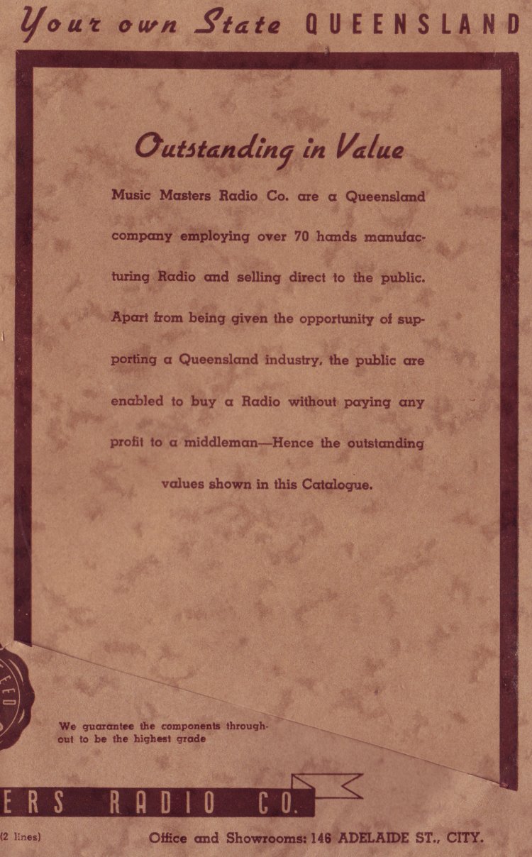 Music Masters catalogue - inside back cover